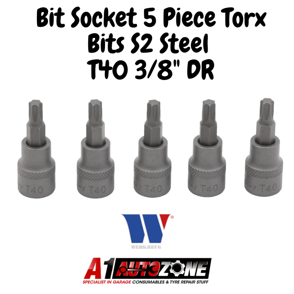 Welzh Werkzeug T40 Bit Socket Set Torx Bits S2 Steel 5 Piece Set